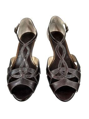 Clarks Artisan Korbin Dark Brown Leather Sandals Shoes Size 7.5